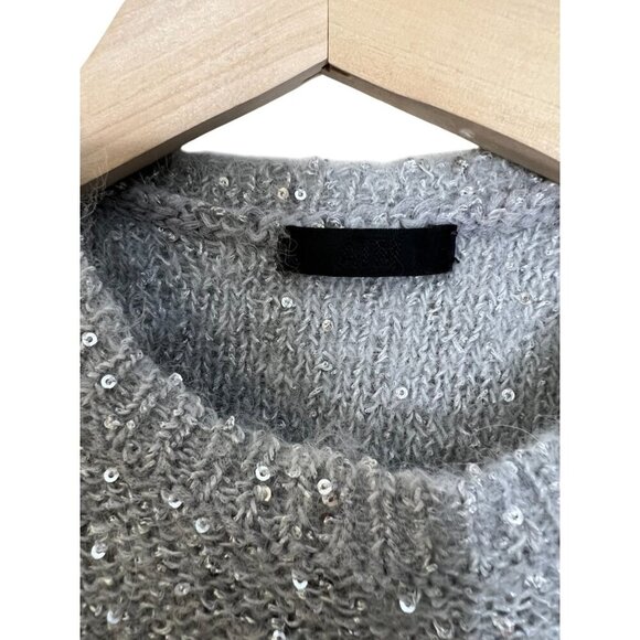 ATM Anthony Thomas Melillo Sequin Sweater Size Medium Gray Alpaca Wool Blend - Picture 2 of 6
